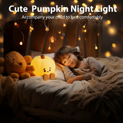 Wastou Pumpkin Silicone Night Light 3-Level Dimmable Rechargeable Orange