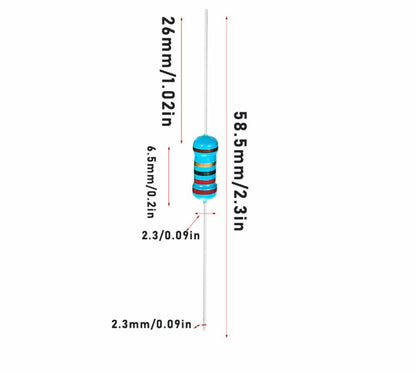 Jiefafa 5.1Ω 1/4W 1% Metal Film Resistor 0.01MF 300pcs Lead Material