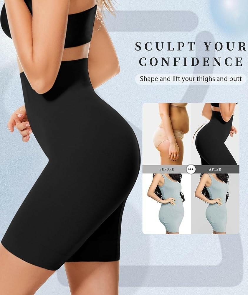 Yeblues High Waisted Tummy Control Shapewear Shorts Women Black Size L