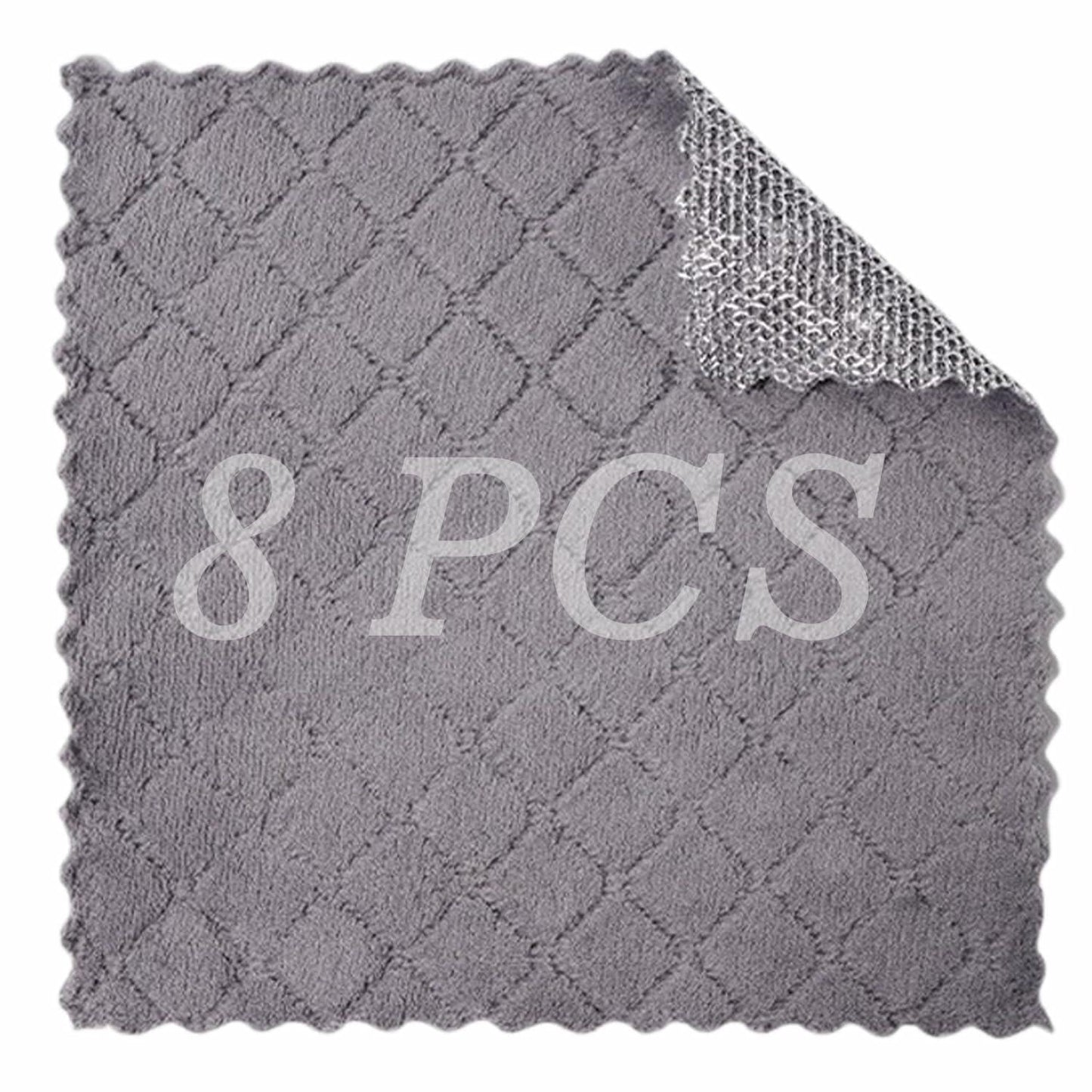 Metyond 12 PCS Non Scratch Wire Dishcloth Kitchen Cleaning Rags Gray