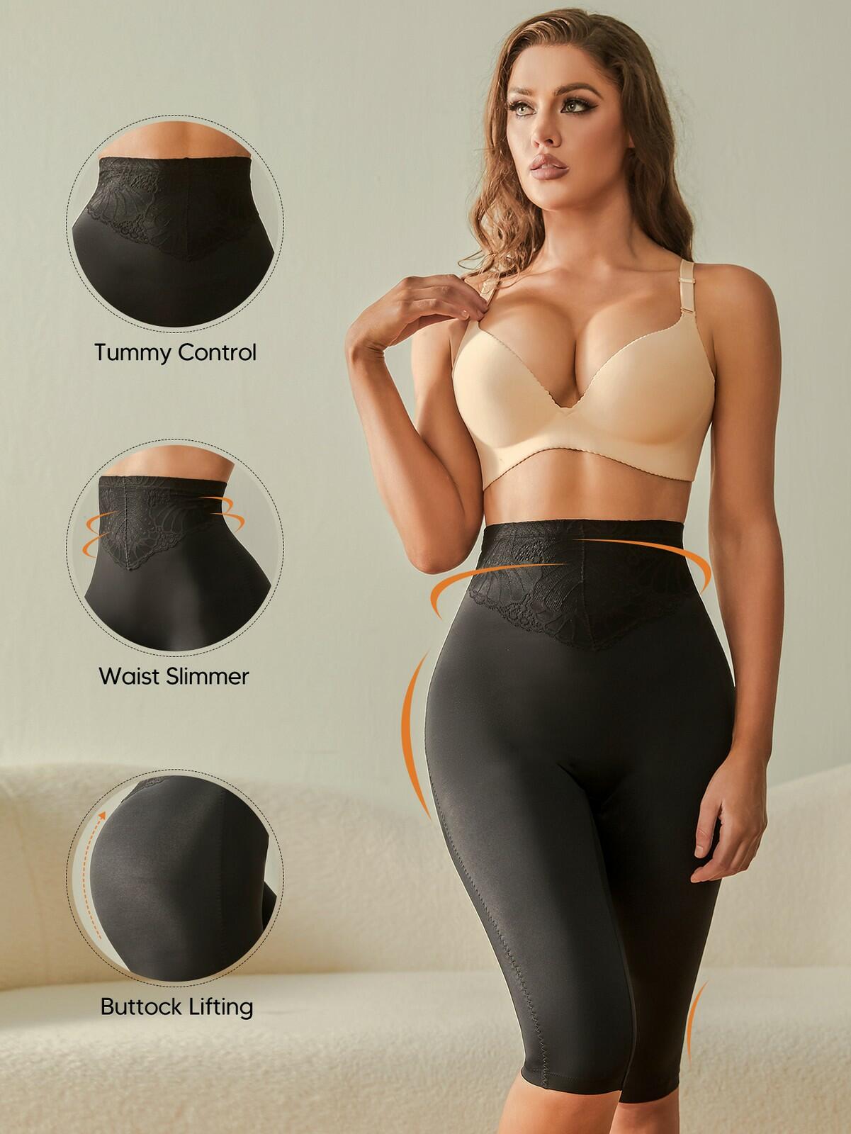 Yeblues High Waisted Tummy Control Shapewear Shorts Women Black Size L