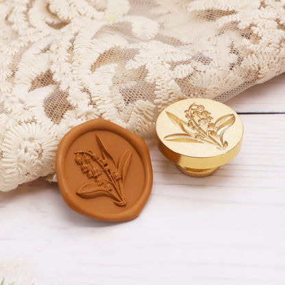 Tulip 3D Embossed Brass Wax Seal Round Wood Handle Vintage Flower Design