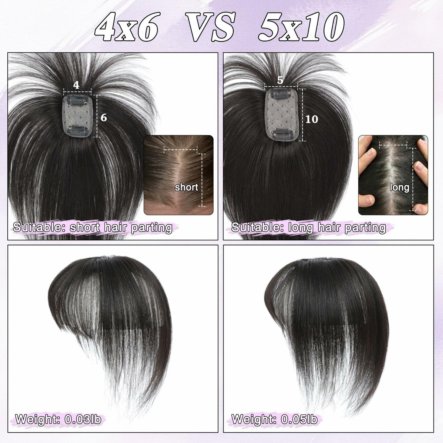 BUPPLER 360° 3D Hair Topper with Bangs for Thinning Hair 4x6 Brown Black-1B
