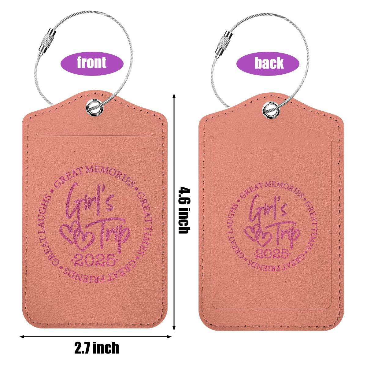 BQXH 2 Pcs Cinnamon Girls Trip Luggage Tags Glitter Name ID Labels 2025