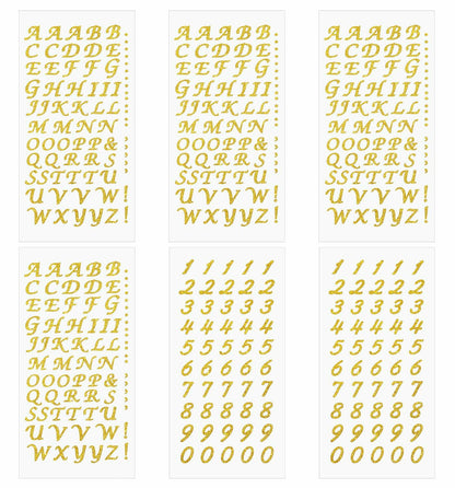 PPhtony 6 Sheets Glitter Alphabet Number Stickers Self-Adhesive Silver