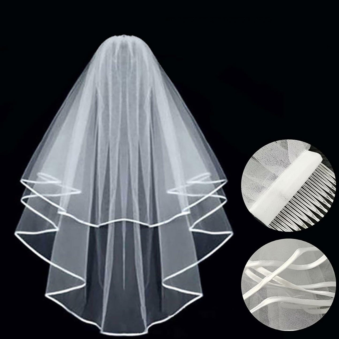 Apone Fatu 3 Pcs Bride Crown Headband Sash Veil Bachelorette Party Gold