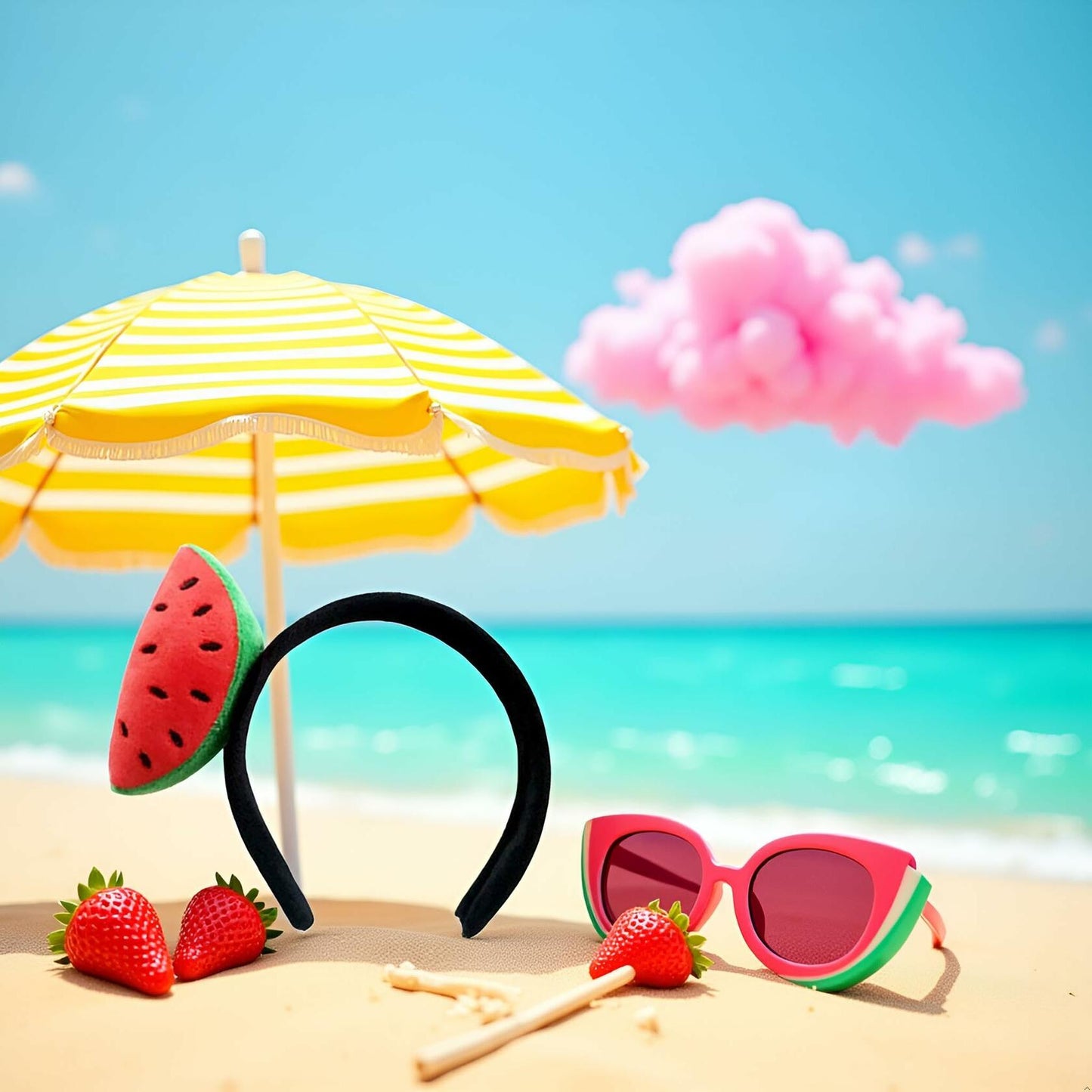 Sluswallow Watermelon Strawberry Plush Hairband Headband Red Cloth Accessory