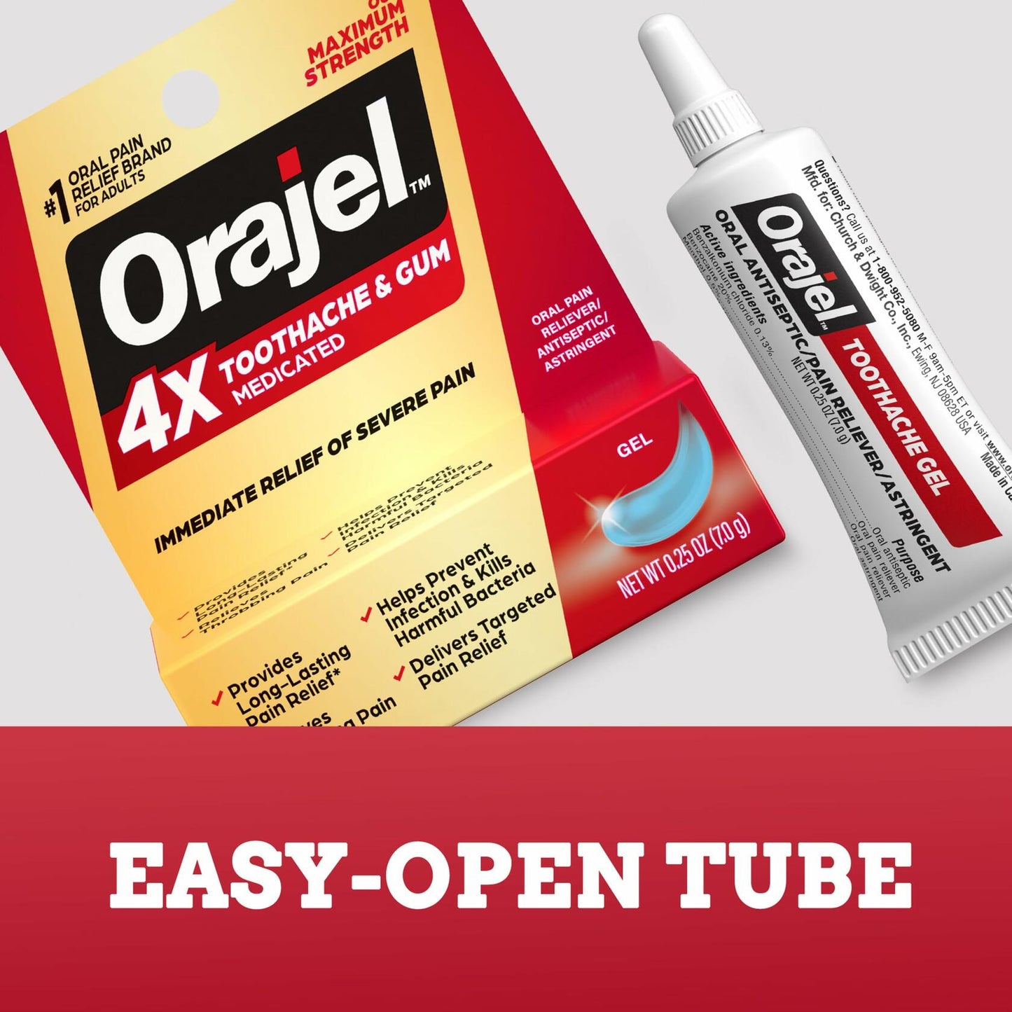 Orajel 4X Severe Toothache & Gum Pain Cream Tube 0.33oz