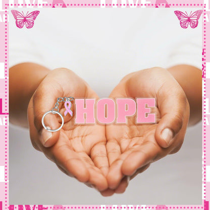 Nosiny 24 Pcs Pink Breast Cancer Awareness Acrylic Keychains 4.13x1.42in