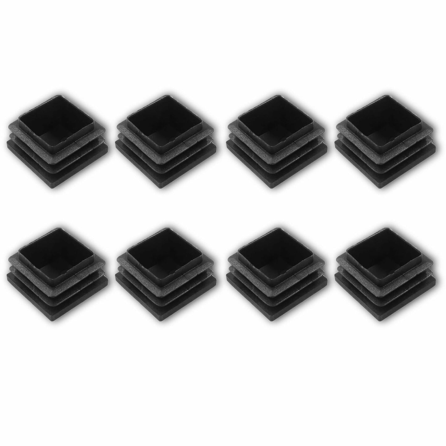 8 Pack 1.25" Square Plastic Tubing Plug Black Steel Fence Post End Caps