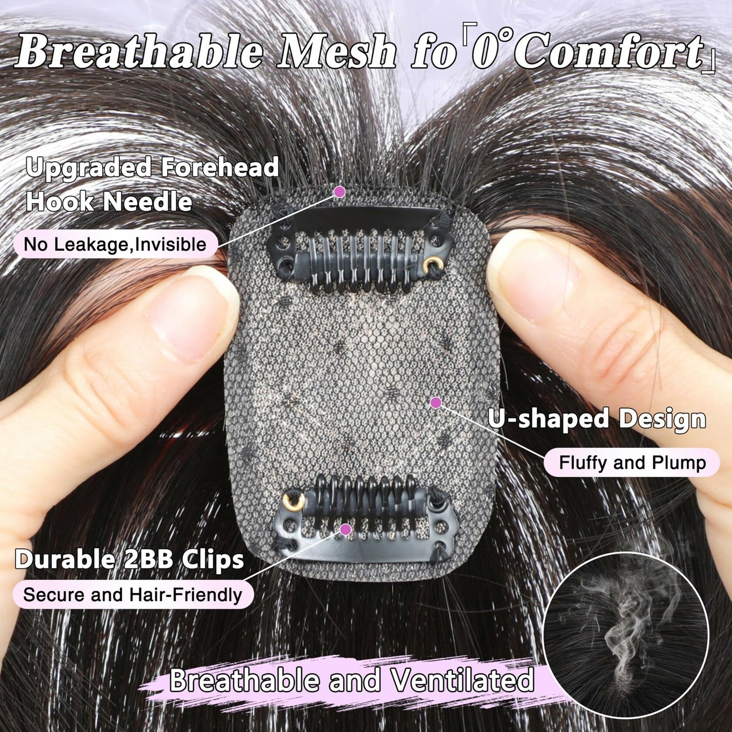 BUPPLER 360° 3D Hair Topper with Bangs for Thinning Hair 4x6 Brown Black-1B