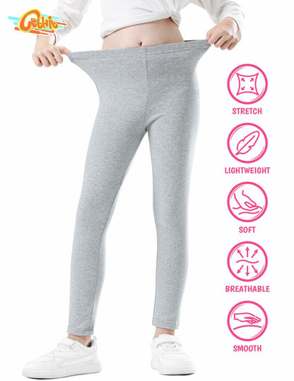 CETKIT Toddler Girl Leggings Cotton Stretchy Workout Pants Light Grey Size 4T