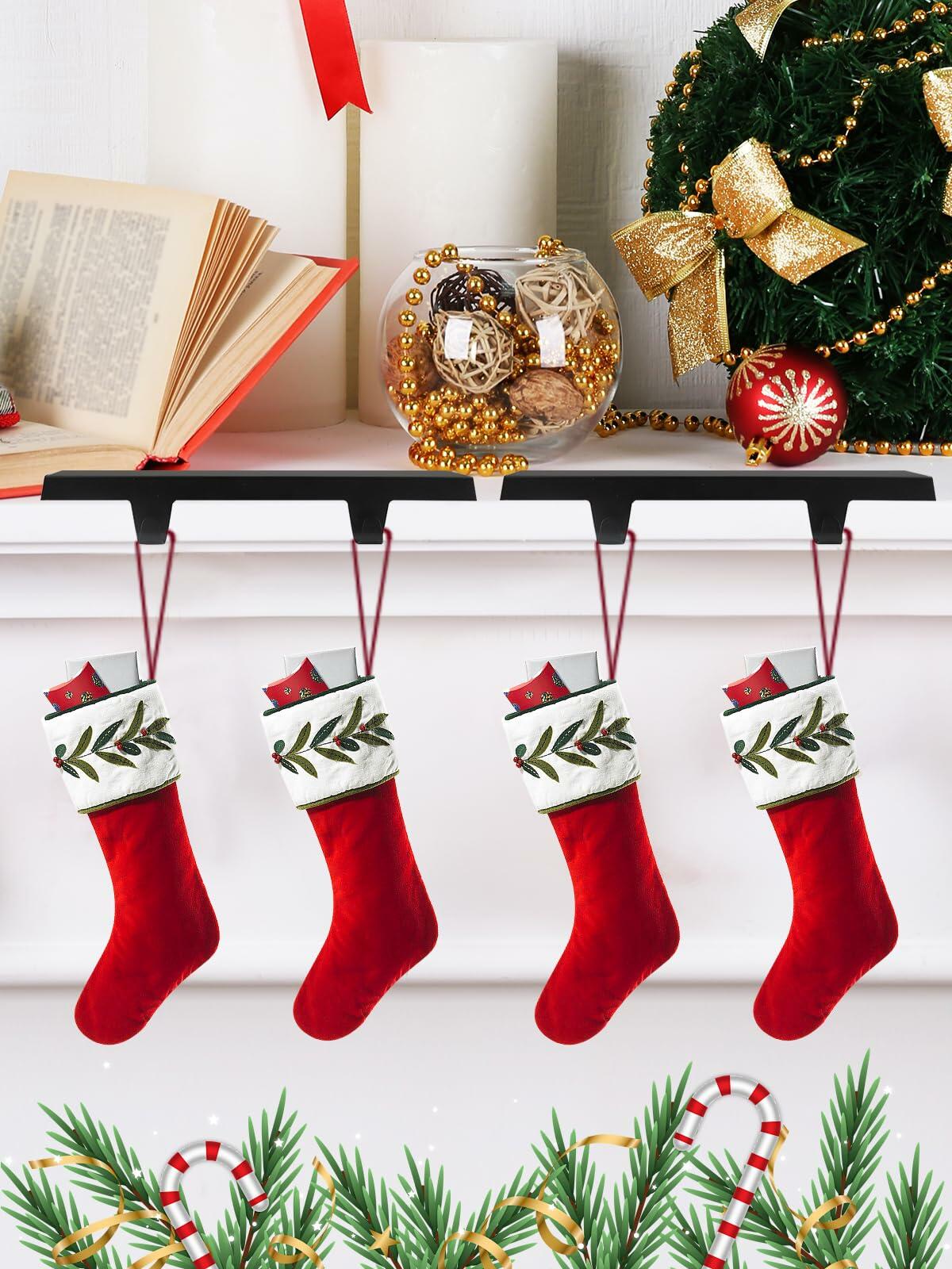 EBANKU Christmas Stocking Holders Set of 2 Gold Stainless Steel Mantle Hangers