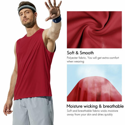 Haimont Men's UPF 50 Rash Guard Swim Tank Top Workout Muscle Tee Red Size M