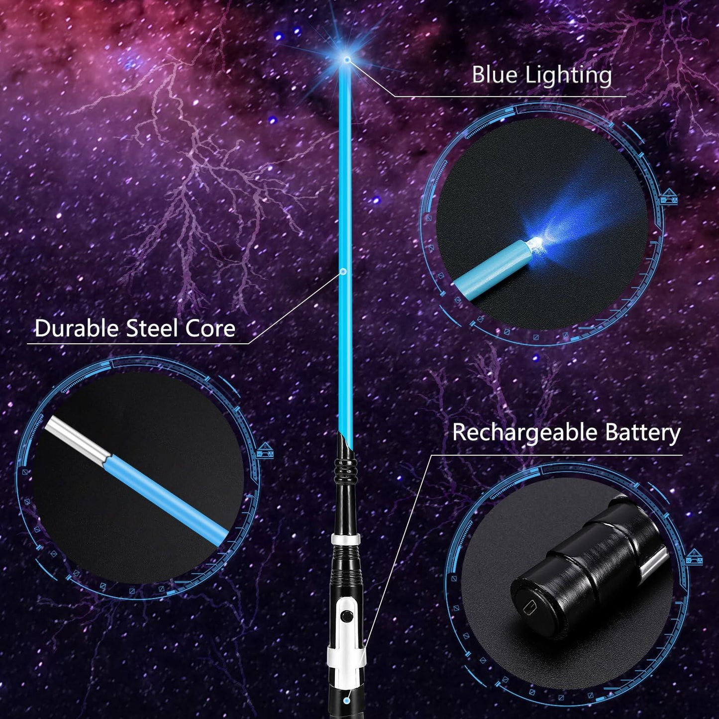 KingVows Light Up Magic Wand 14.3'' Rechargeable Blue Lighting