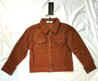 WULFUL Girl's Corduroy Button Down Jacket Brown Fall Outerwear Size 5-6Y