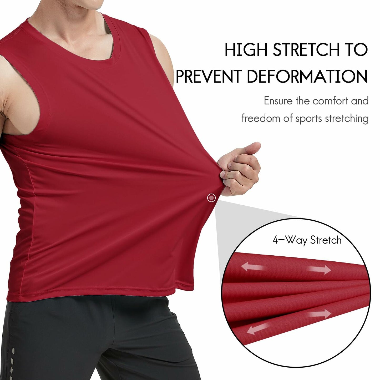 Haimont Men's UPF 50 Rash Guard Swim Tank Top Workout Muscle Tee Red Size M