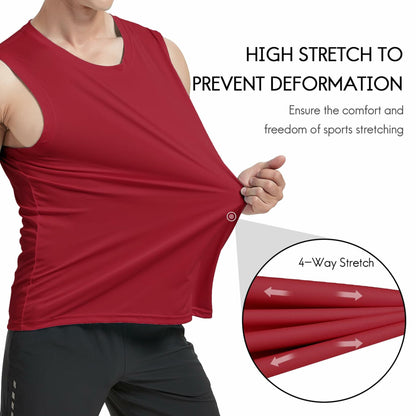 Haimont Men's UPF 50 Rash Guard Swim Tank Top Workout Muscle Tee Red Size M