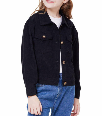 WULFUL Girl's Corduroy Button Down Jacket Brown Fall Outerwear Size 5-6Y