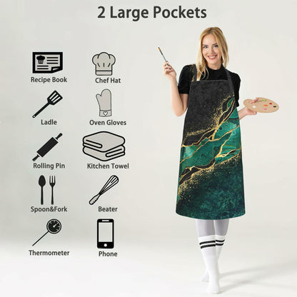 CIAIDU Art Colorful Mushroom Kitchen Bib Apron with 2 Pockets Size 28x33in