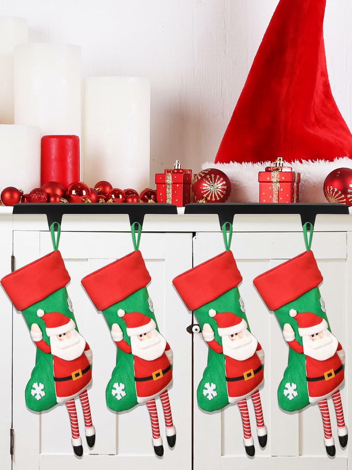EBANKU Christmas Stocking Holders Set of 2 Gold Stainless Steel Mantle Hangers