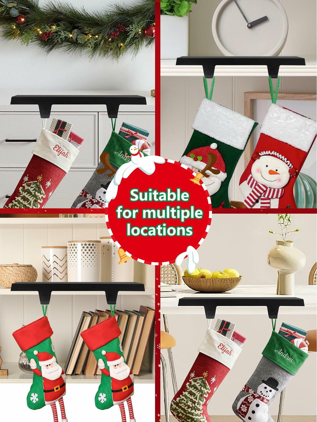 EBANKU Christmas Stocking Holders Set of 2 Gold Stainless Steel Mantle Hangers
