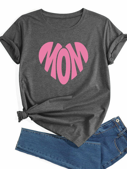 Walsilk Mother's Day Floral Graphic T-Shirt for Women Grey-01 Size S