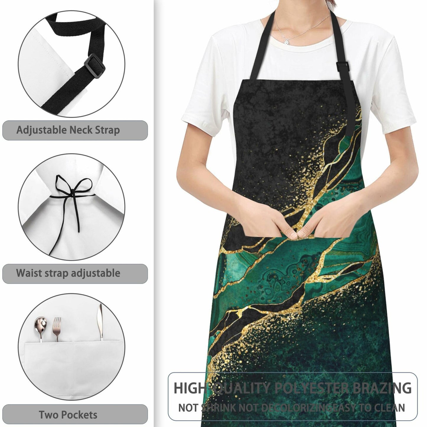 CIAIDU Art Colorful Mushroom Kitchen Bib Apron with 2 Pockets Size 28x33in
