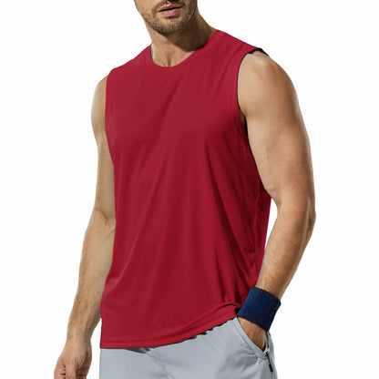 Haimont Men's UPF 50 Rash Guard Swim Tank Top Workout Muscle Tee Red Size M