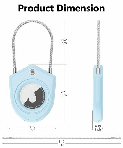 TUXON Airtag Holder Keychain with Wire Cable Blue 2 Pack Secure Lock Case