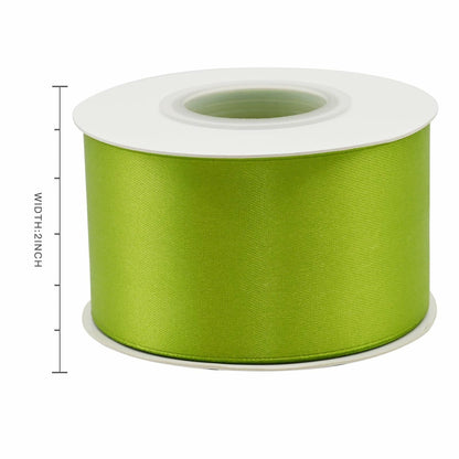 Simplegoal Double Face Olive Green Satin Ribbon 2in x 50yd Polyester