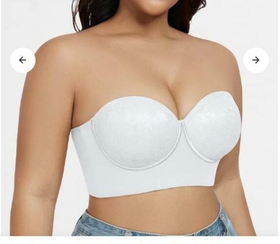 FallSweet Lace Strapless Underwire Bustier Bra Floral White Size 42D