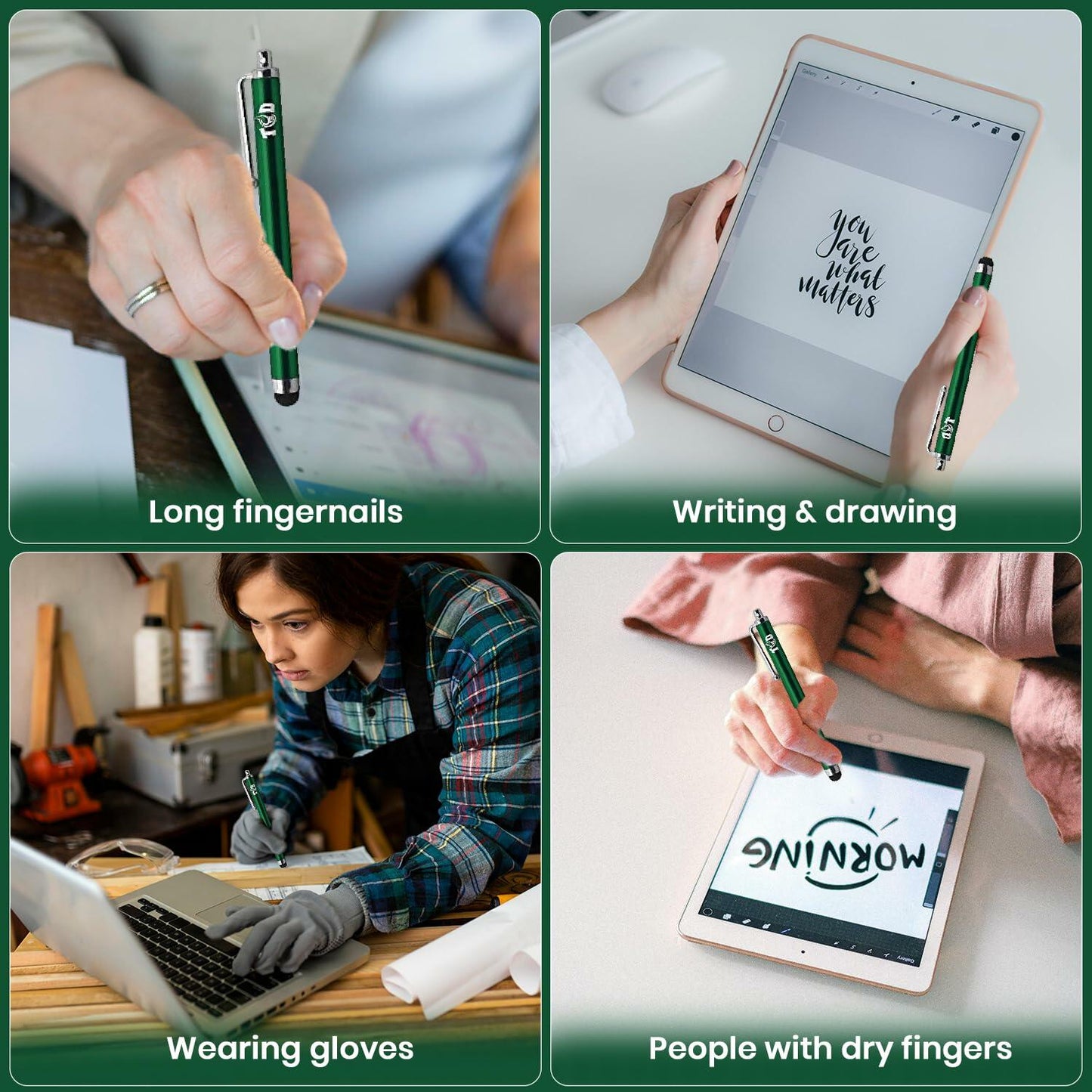 THE CASE DOCTOR TCD 10-Pack Green Stylus Pen Set Universal Capacitive