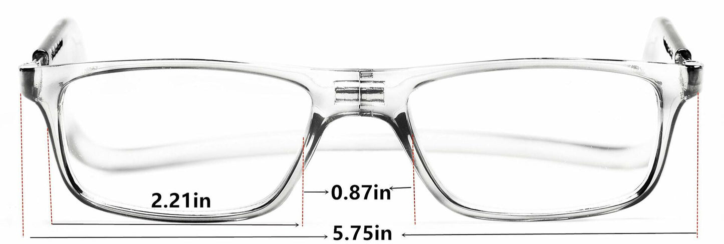PESMUKO Magnetic Reading Glasses Adjustable Front Connect Clear G1 +3.50