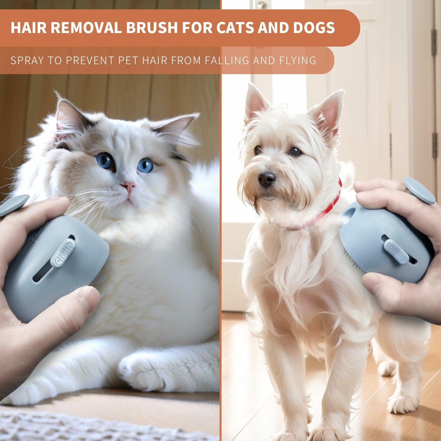 NAHANGPET 4-in-1 Rechargeable Cat Steam Brush Shedding Comb Blue