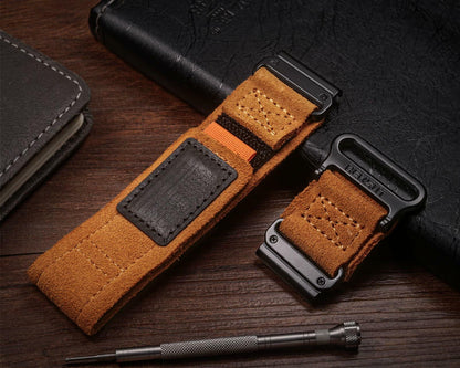 hemsut h Hoop and Loop Wide Watch Band Compatible Garmin Venu Brown/2 Size 45mm