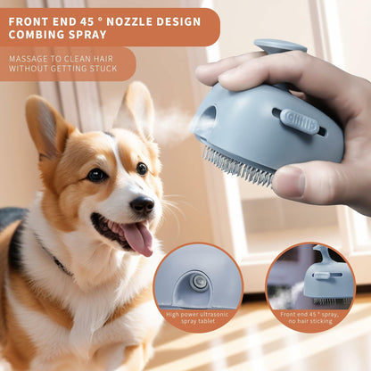NAHANGPET 4-in-1 Rechargeable Cat Steam Brush Shedding Comb Blue