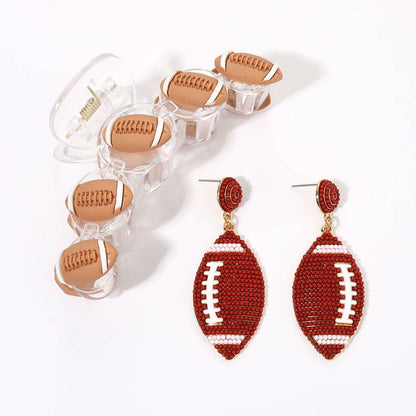 ANGLESJELL Football Baseball Hair Claw Clips Beaded Clear Nonslip Large D