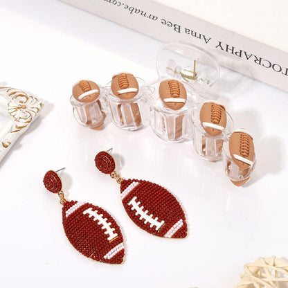 ANGLESJELL Football Baseball Hair Claw Clips Beaded Clear Nonslip Large D