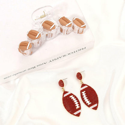 ANGLESJELL Football Baseball Hair Claw Clips Beaded Clear Nonslip Large D