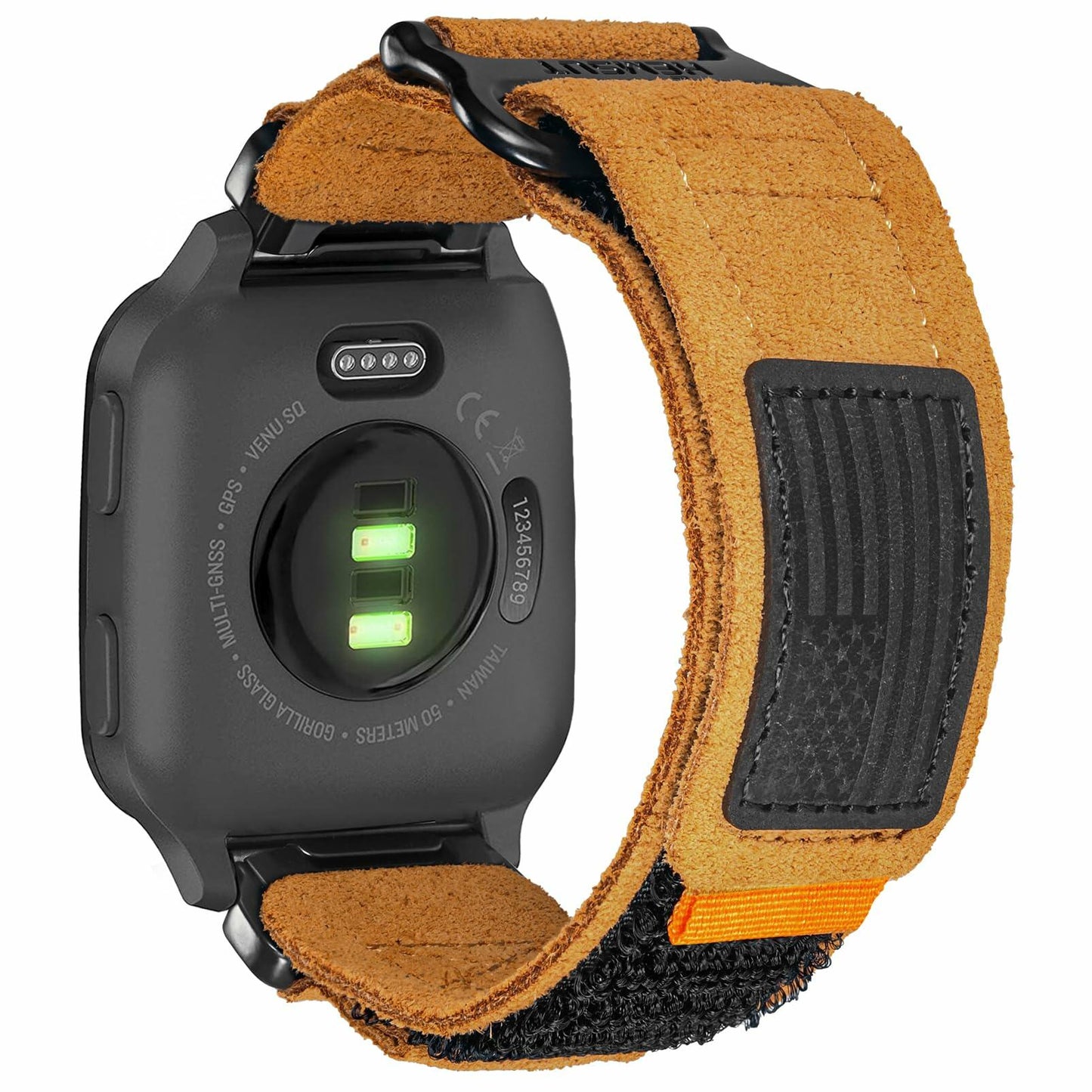 hemsut h Hoop and Loop Wide Watch Band Compatible Garmin Venu Brown/2 Size 45mm