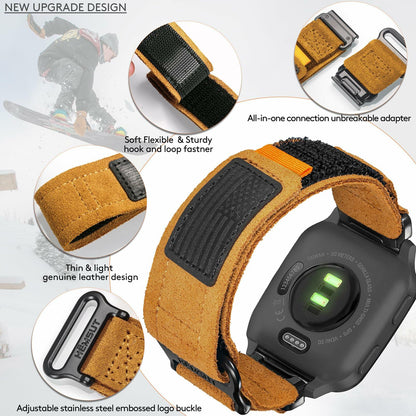 hemsut h Hoop and Loop Wide Watch Band Compatible Garmin Venu Brown/2 Size 45mm
