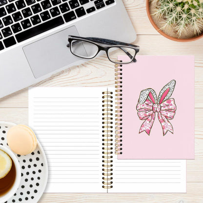 JRTW Coquette Chinoiserie Floral Bow Bunny Notebook Pink 5.5x8.3 Inch