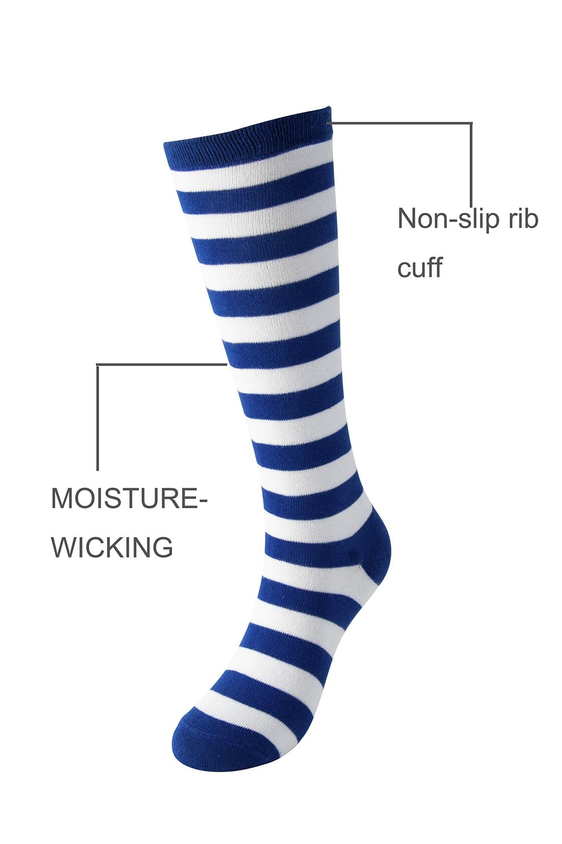 Cerebro Kids Knee High Athletic Cotton Socks Striped 3 Pairs Blue 6-10Y