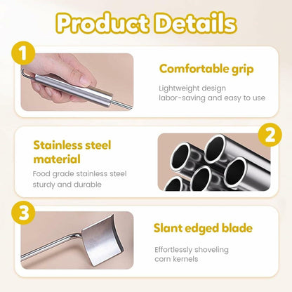 Freebala Stainless Steel Corn Peeler Long Handle Kitchen Tool