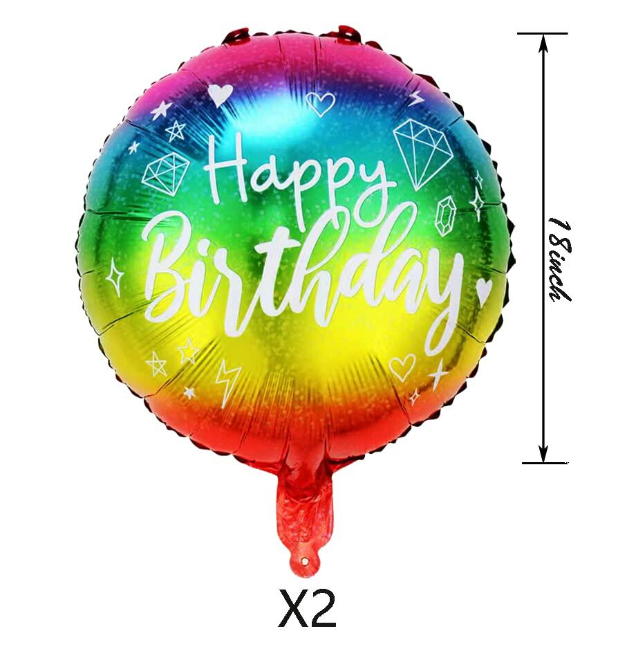 Yerdos HAPRTY 10pcs 18'' Round Rainbow Aluminum Foil Birthday Balloons