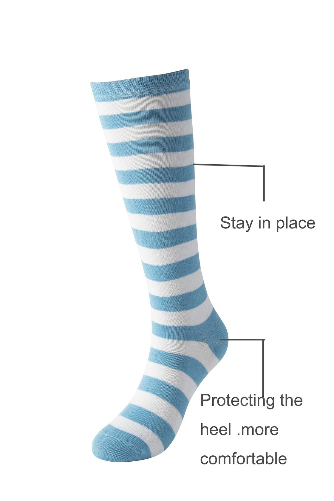 Cerebro Kids Knee High Athletic Cotton Socks Striped 3 Pairs Blue 6-10Y