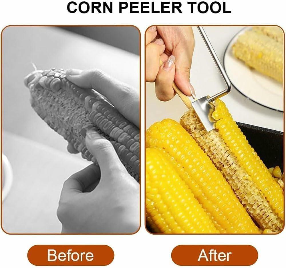 Freebala Stainless Steel Corn Peeler Long Handle Kitchen Tool