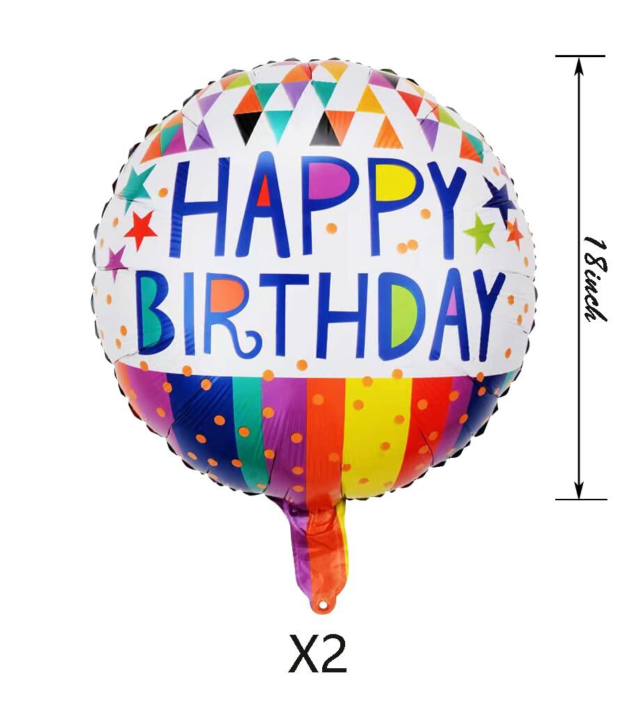 Yerdos HAPRTY 10pcs 18'' Round Rainbow Aluminum Foil Birthday Balloons