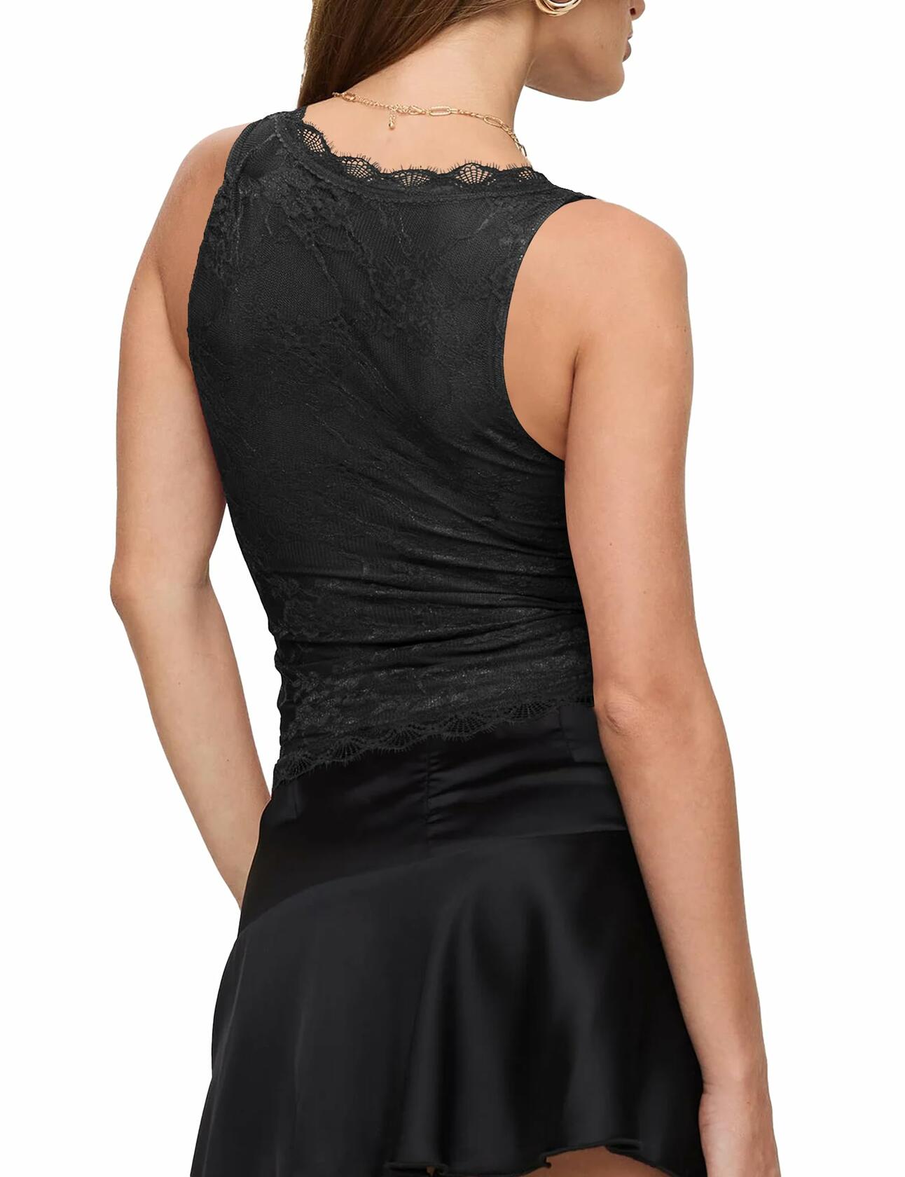 SAUNGKUAI Women's Sexy V Neck Sleeveless Lace Floral Top Bluenova Size S